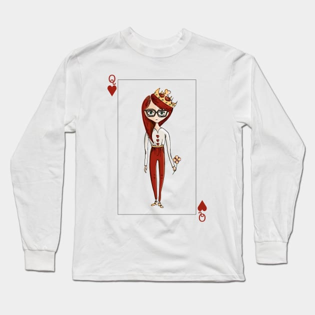 Queen of Hearts Long Sleeve T-Shirt by Jasmine Allan Draws